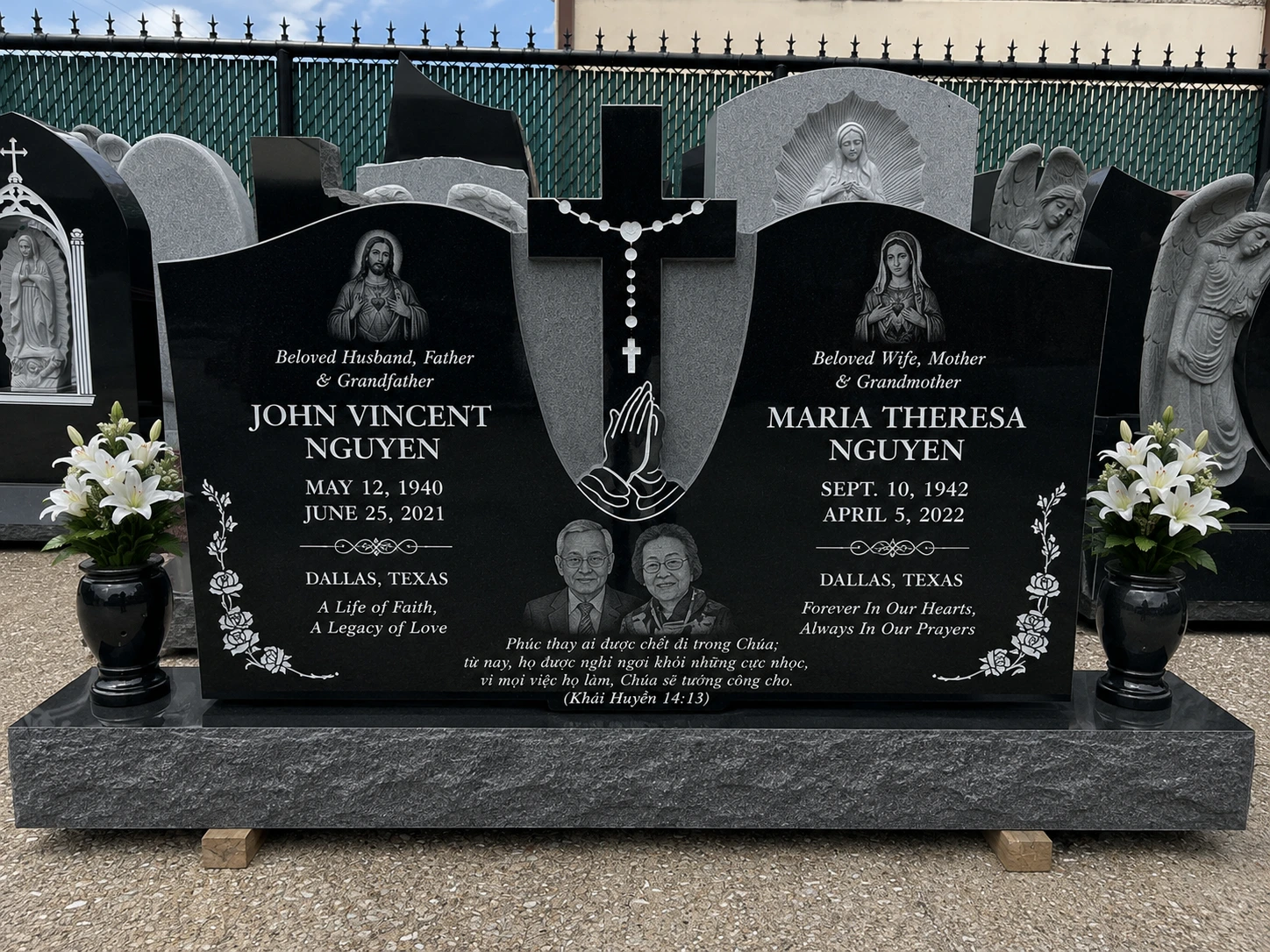 custom upright double memorial